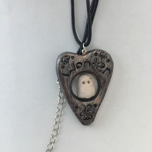 Ghost Ouija Creepy Necklace// Clay Jewelry